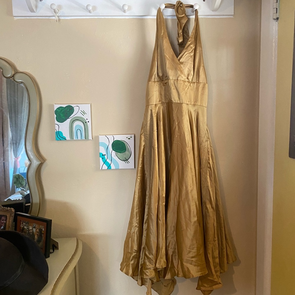 Donna Rico silk golden cocktail dress